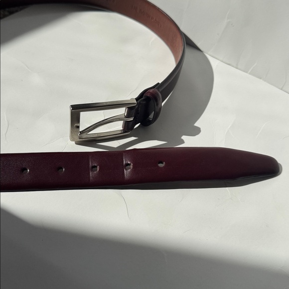 Jos. A Bank Burgundy Fine Italian Leather Belt Silver Buckle Business Casual - Picture 7 of 8